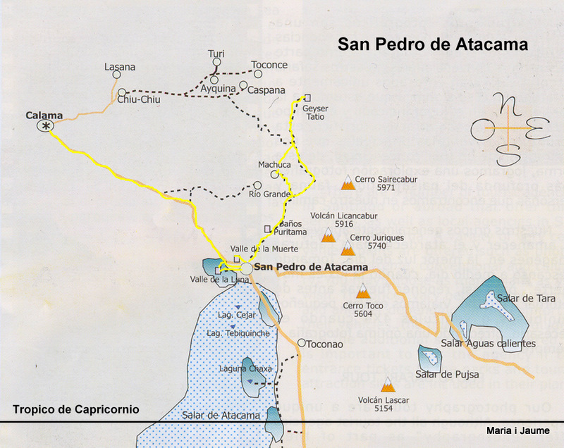 Mapa de la ruta d'Atacama